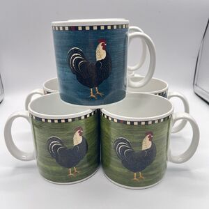 Set Of 7 Coffee Mugs Roosters By Warren Kimble Collection